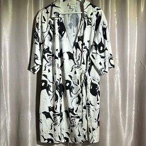 Monki Black and White Floral Robe Dress